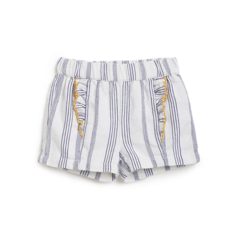 Girls White and Blue Striped Shorts image number null